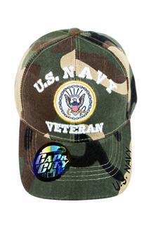Navy Veteran Baseball Cap-H1468-GREEN CAMOUFLAGE
